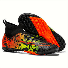Boy's High Top Turf Soccer Cleats Anti-Skid Lace Up TF Football Boots