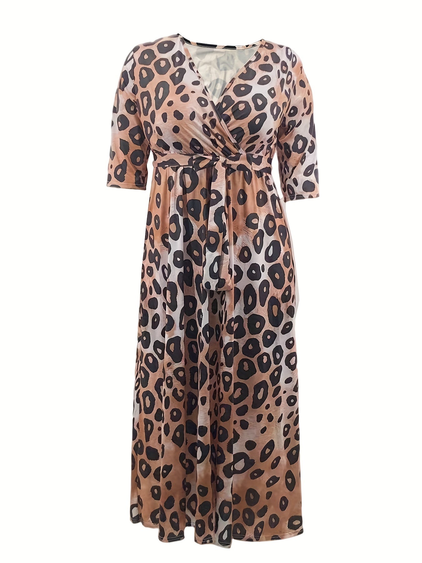  Leopard Print Maxi Dress High Stretch