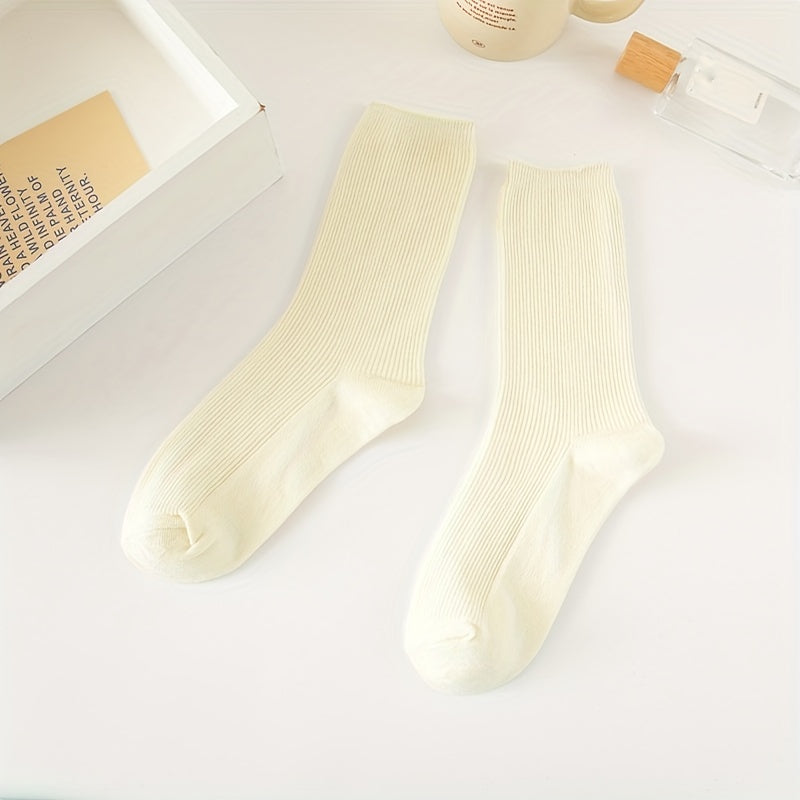 4 Pairs Solid Socks Comfy & Breathable Women's Stockings