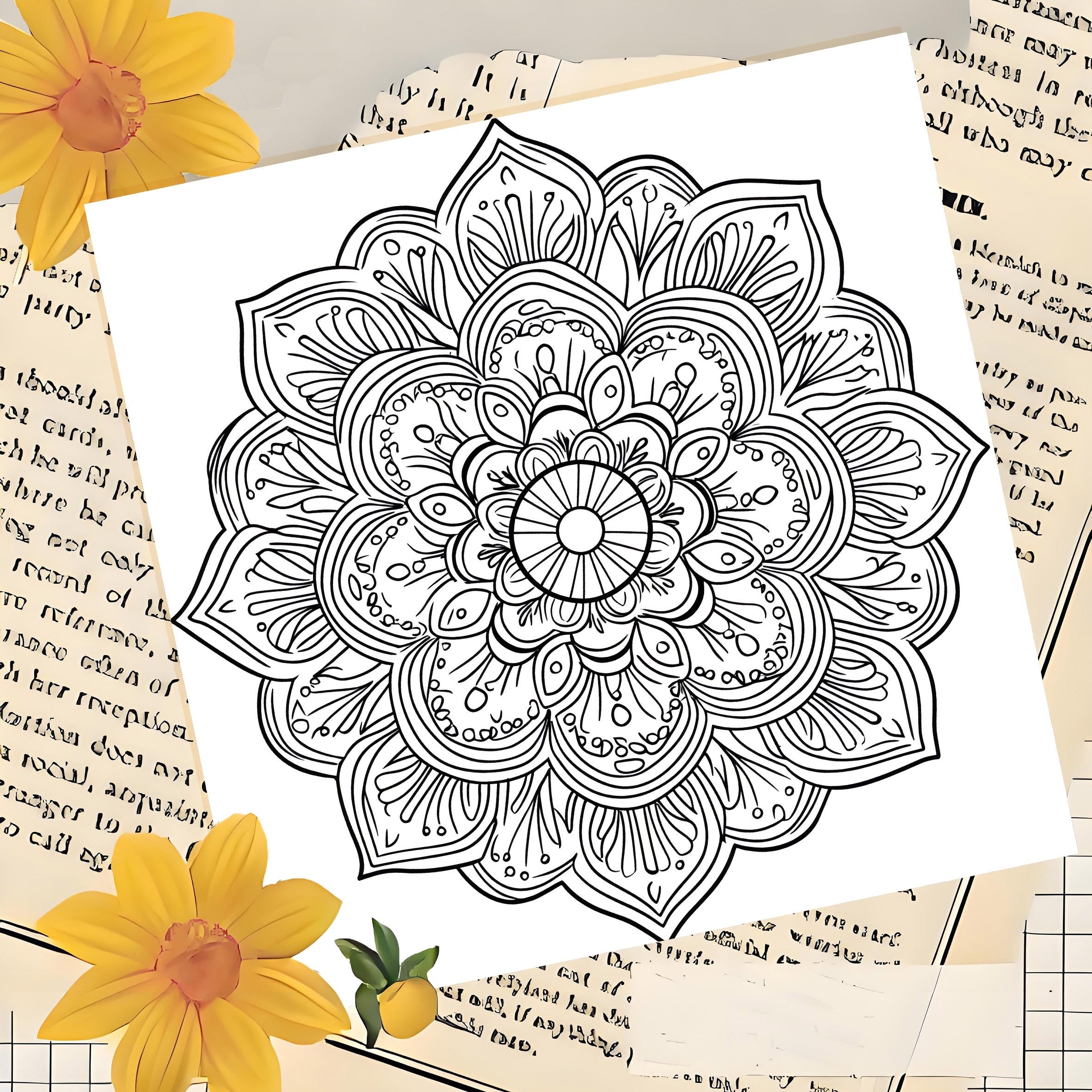 Deluxe Mandala Coloring Book for Adults, 24 Pages, Ideal Gift for Holidays