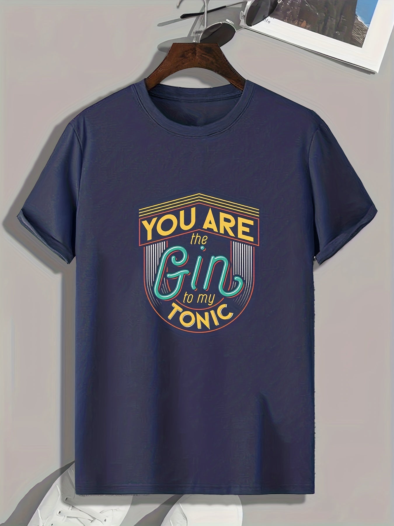 Gin Lover Slogan Pattern Print Men's Sports T-shirt