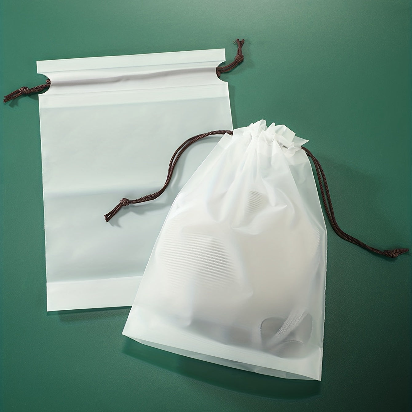 5pc Frosted Texture Plastic Shoe Bag Drawstring Moistureproof Shoe Storage Bag