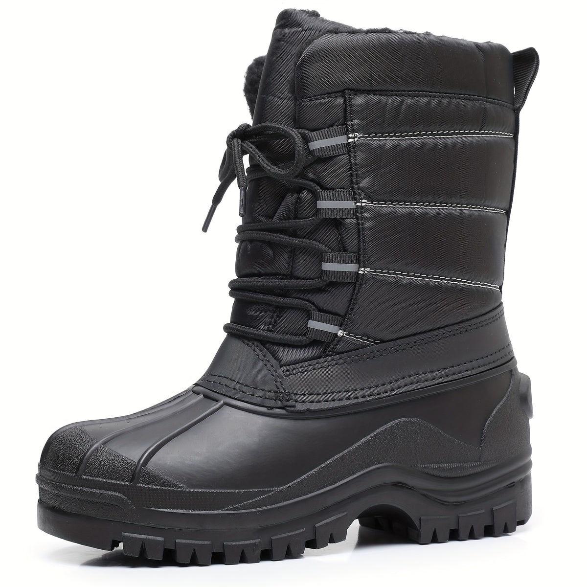 Boy's Cozy High Top Snow Boots Warm Fleece Plush Comfy Outdoor Hiking Shoes