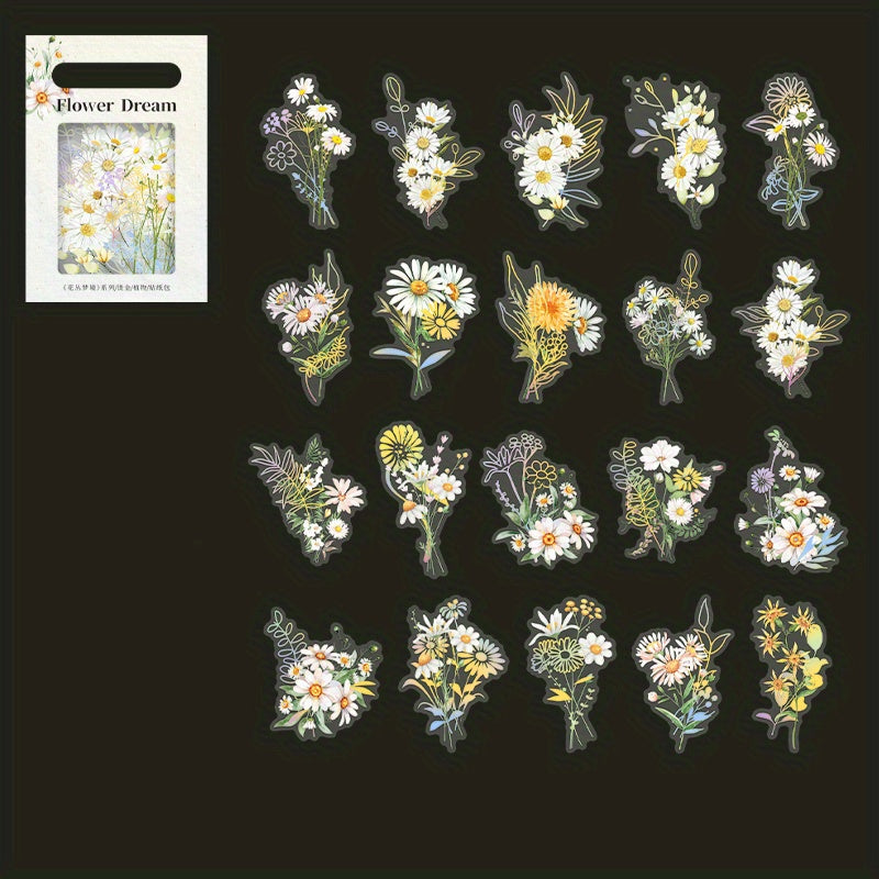 40pcs Vintage Plants & Flowers Stickers for DIY Art Supplies
