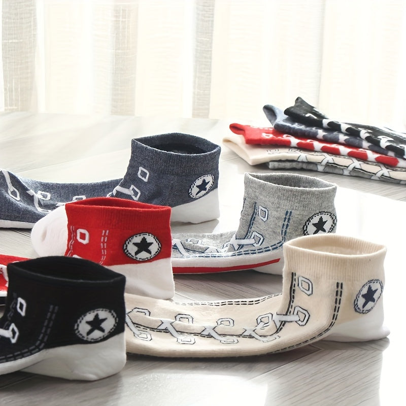 Canvas Shoes Print Ankle Socks Women's Stockings