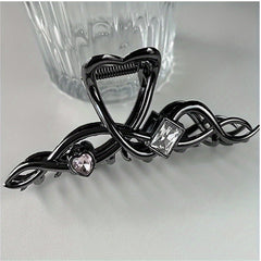 Twisted Hair Claw Rhinestone Zircon Shark Claw Ponytail Holder Hair Accessory