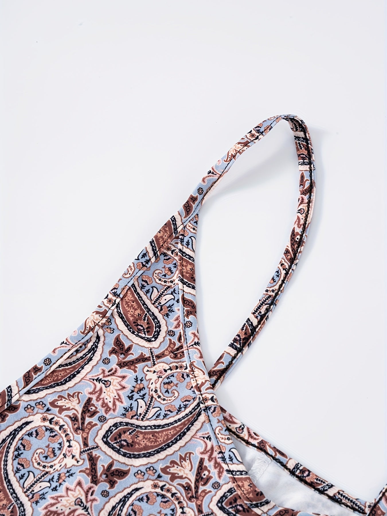 Paisley Print Dual Pockets Overall Jumpsuit
