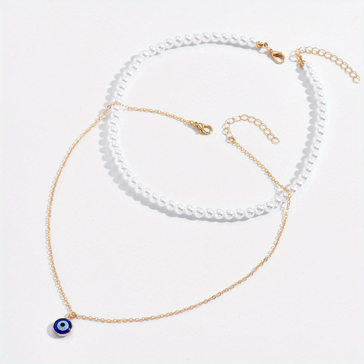 Bohemian Evil Eye Faux Pearl Necklace Collar