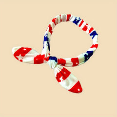 Flag Print Bowknot Hair Band Elastic Headband 4th Of July Headbands