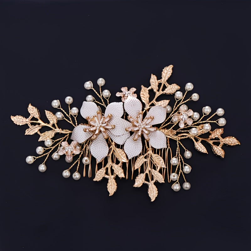 Pearl & Floral Bridal Hair Clip - Wedding Hair