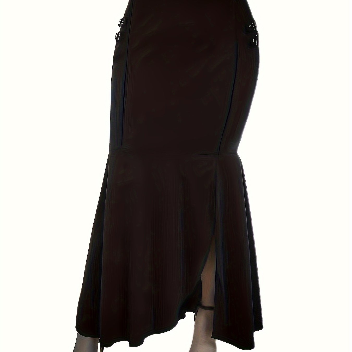  Solid Grommet Detail High Rise Mermaid Skirt