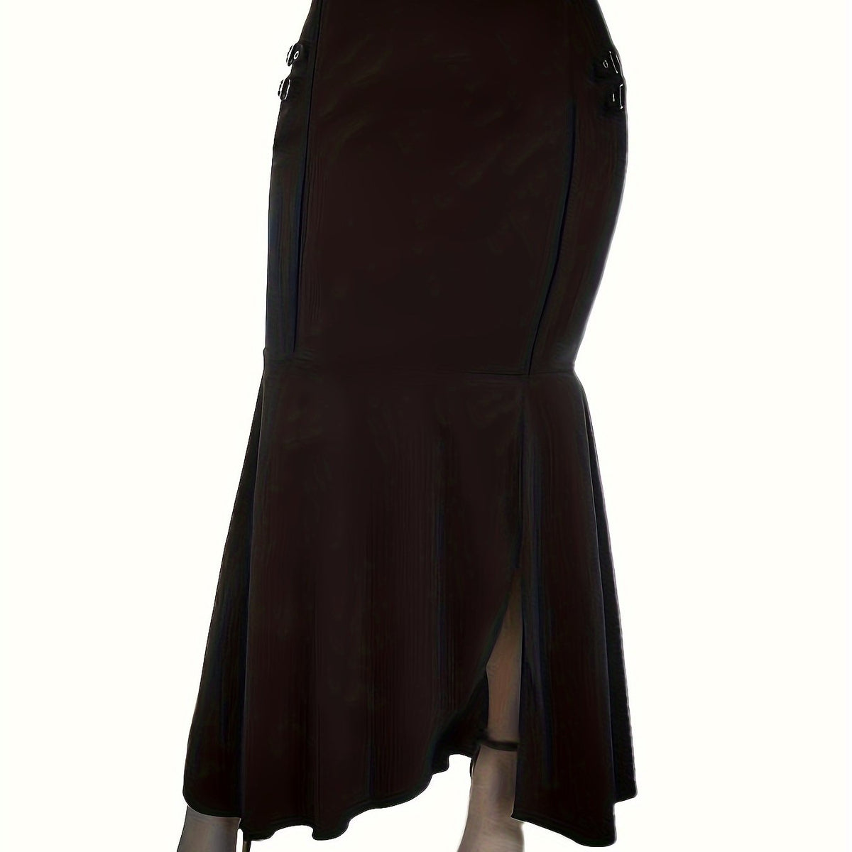  Solid Grommet Detail High Rise Mermaid Skirt