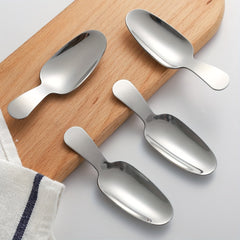 2pcs Stainless Steel Dessert Spoon Set Short Handle Coffee Scoop Mini Tea Spoons