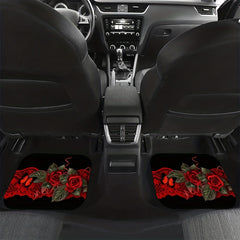 4pcs Rose Flowers Car Seat Cover Set, Front and Rear Seat Mat