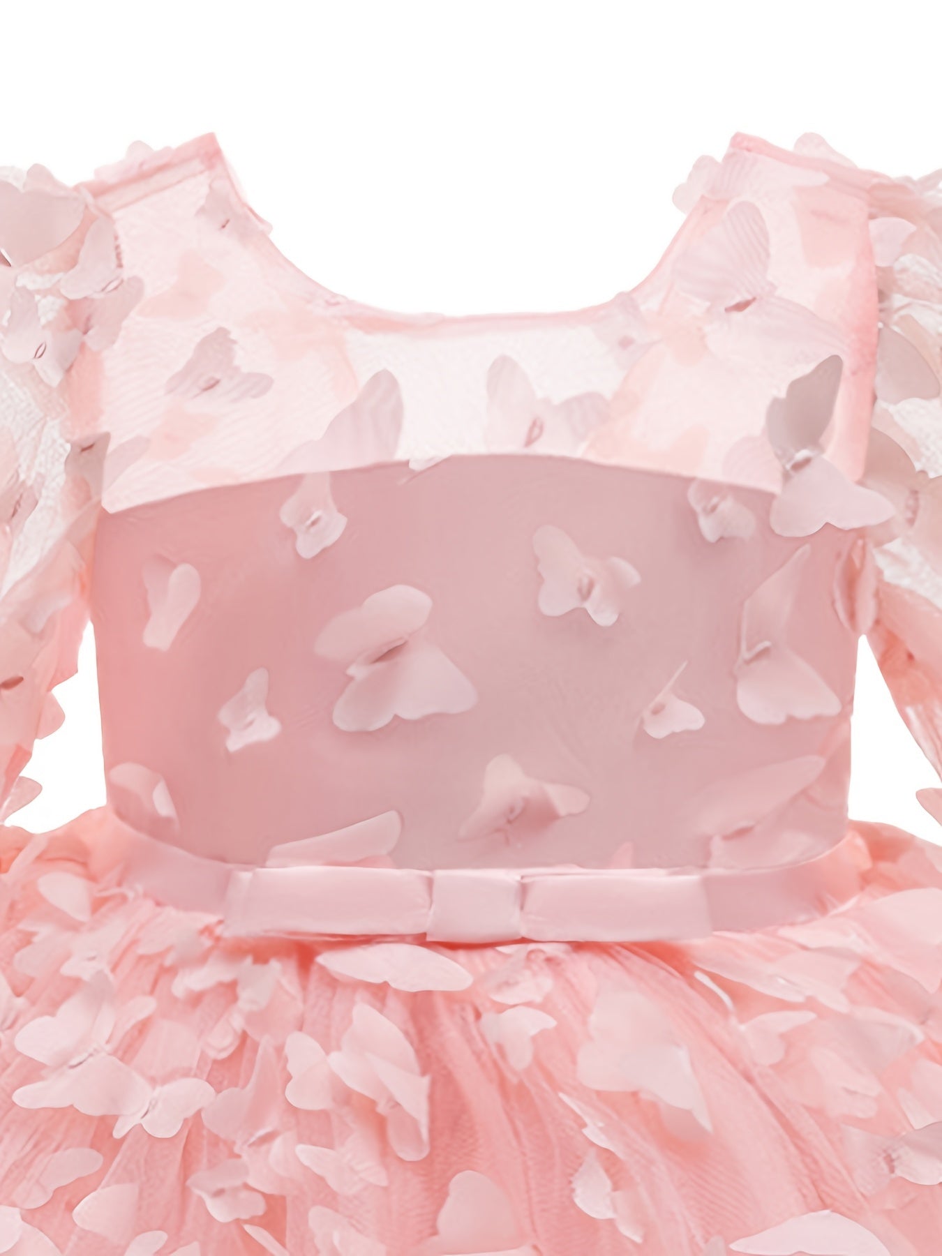 2pcs Baby Girls Butterfly Mesh Long Sleeve Dress & Headband Set