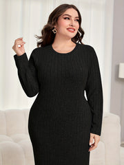  Ribbed Long Sleeve Maxi Dress