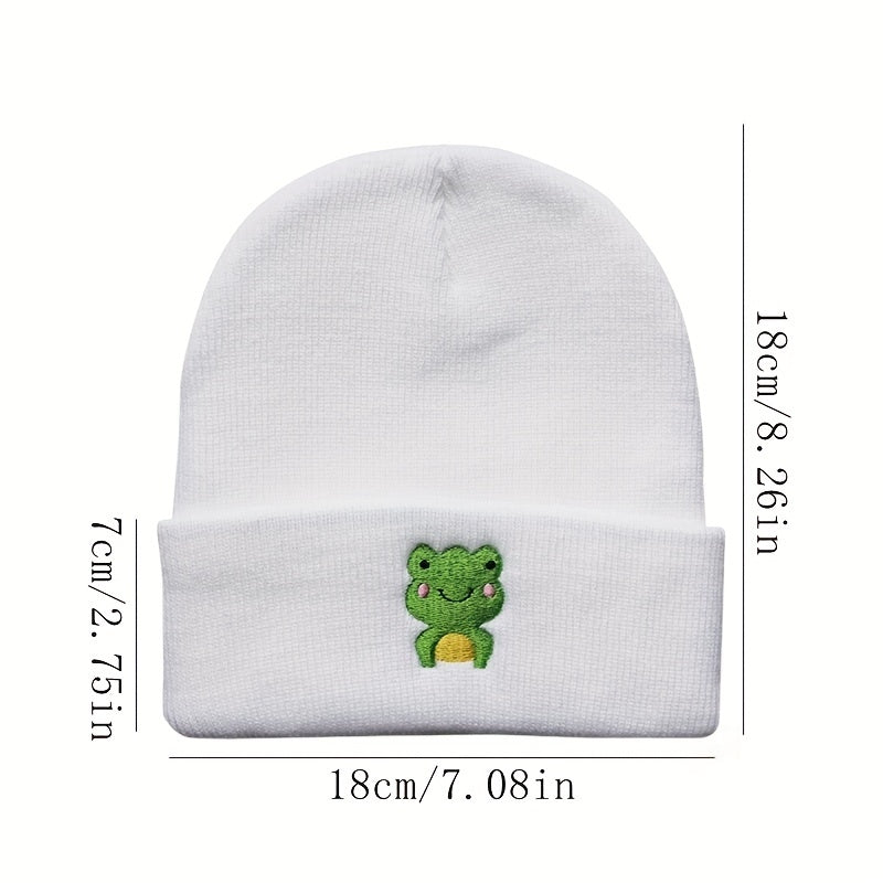 Men's Embroidered Knitted Frog Warm Hat