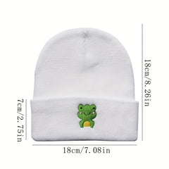 Men's Embroidered Knitted Frog Warm Hat