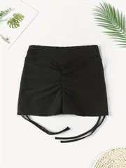 Plus Size Women's Honeycomb Pattern Drawstring High Stretch Shorts