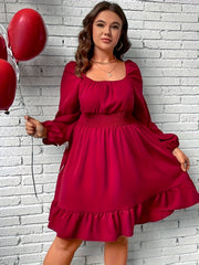  Sexy Solid Lantern Sleeve Dress