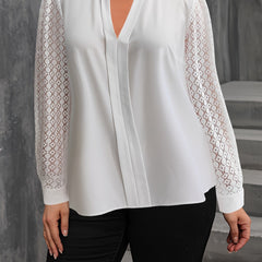  Lace Sleeve Casual Blouse