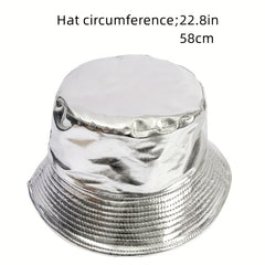 Sparkly Hip Hop Bucket Hat Solid Casual Travel Beach Hats Unisex Fisherman Cap