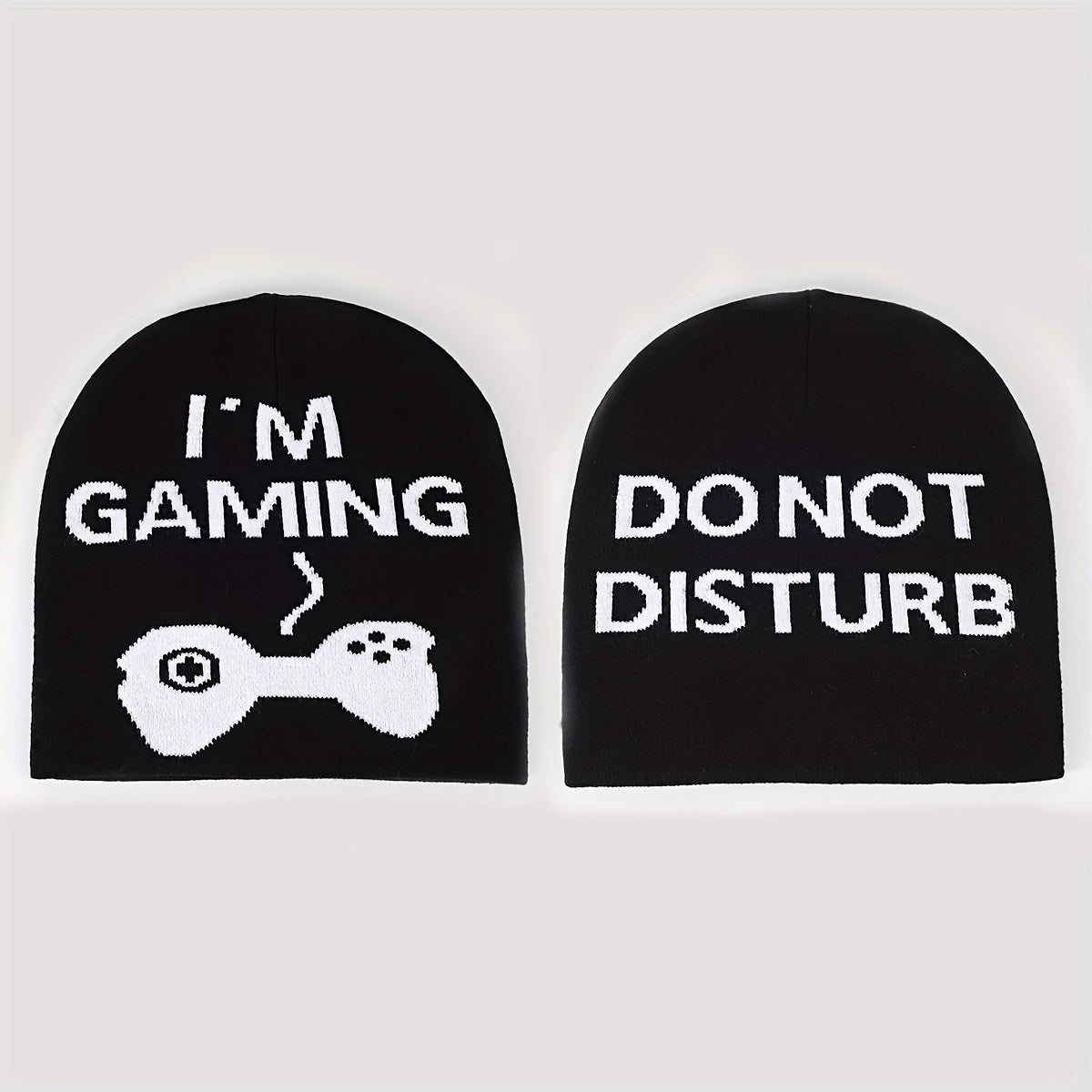 Console Letter Jacquard Beanie Unisex Hip Hop 90s Skull Cap Lightweight Warm Hat