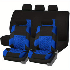 9pc Universal Car Seat Covers Set Gray Tan Red Thick Foam Cushion & Protector