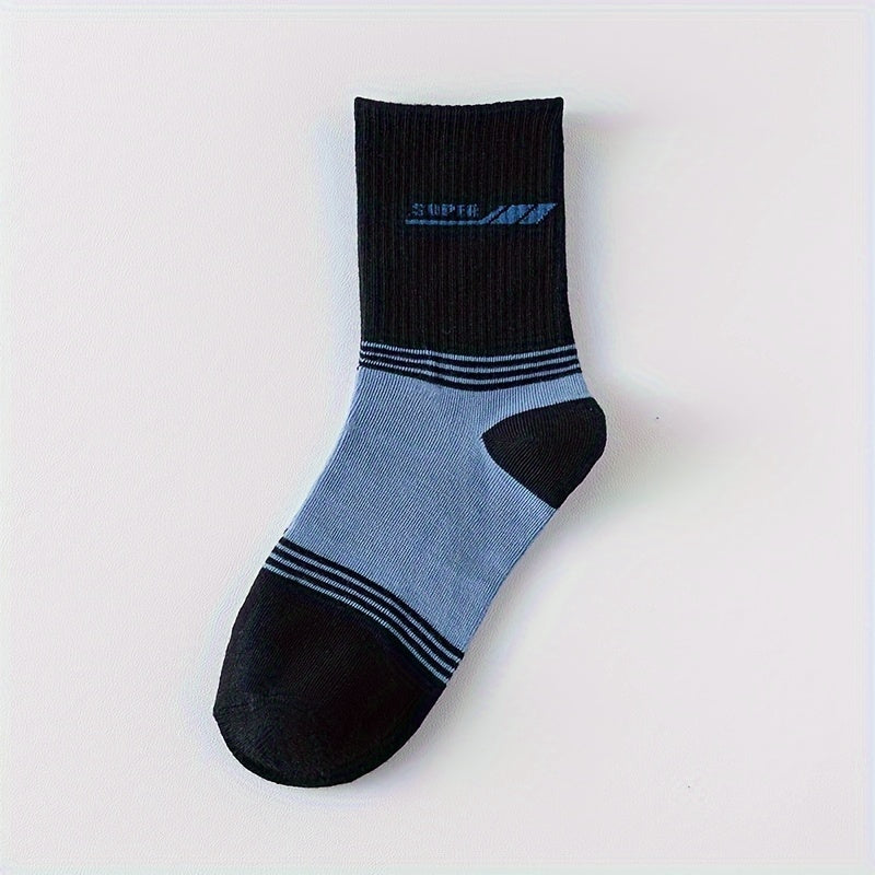5 Pairs Letter Print Socks Comfy Sports Stockings