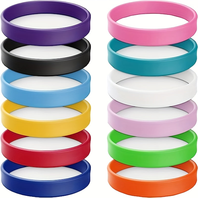 12 Pcs Mixed Silicone Wristbands Solid Bracelets