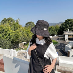 Embossed Bucket Hat Solid Pleated UV Protection Basin Hat Lightweight Fisherman