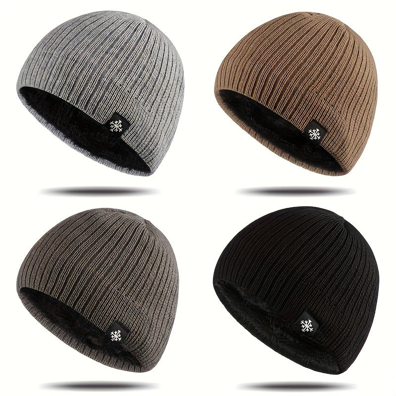Velvet Knitted Beanie Ear Protection Hat for Outdoor Winter Activities