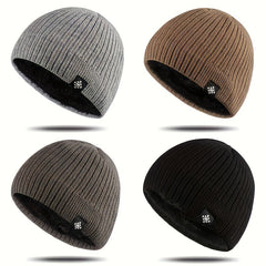 Velvet Knitted Beanie Ear Protection Hat for Outdoor Winter Activities