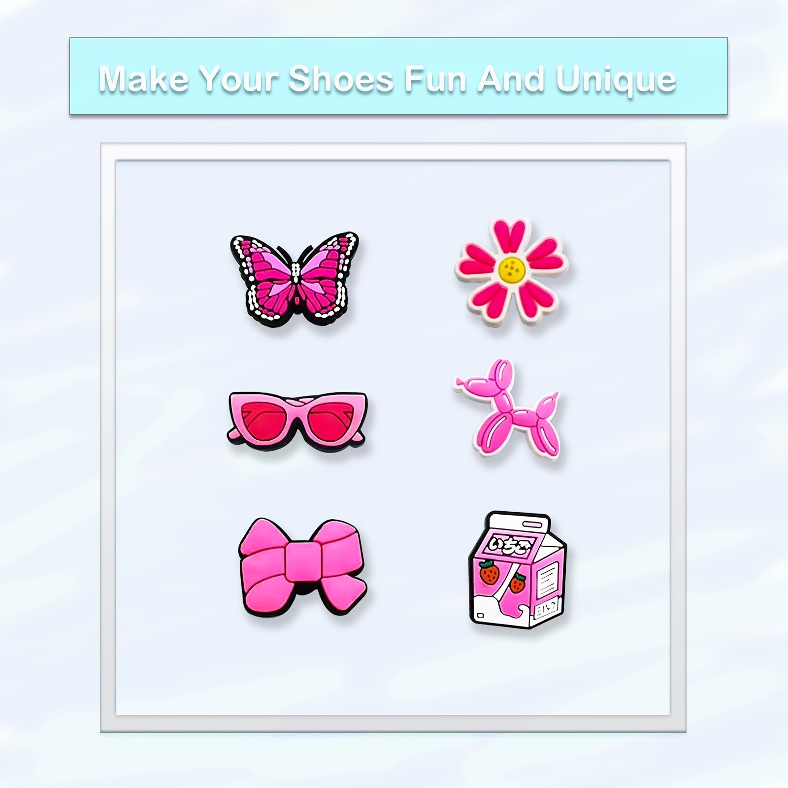 43 Pink Shoe Charms For Bubble Slides Sandals, Christmas Shoe Decorations
