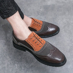 Men's Wingtip Oxford Shoes Block Lace Front Dress Shoes