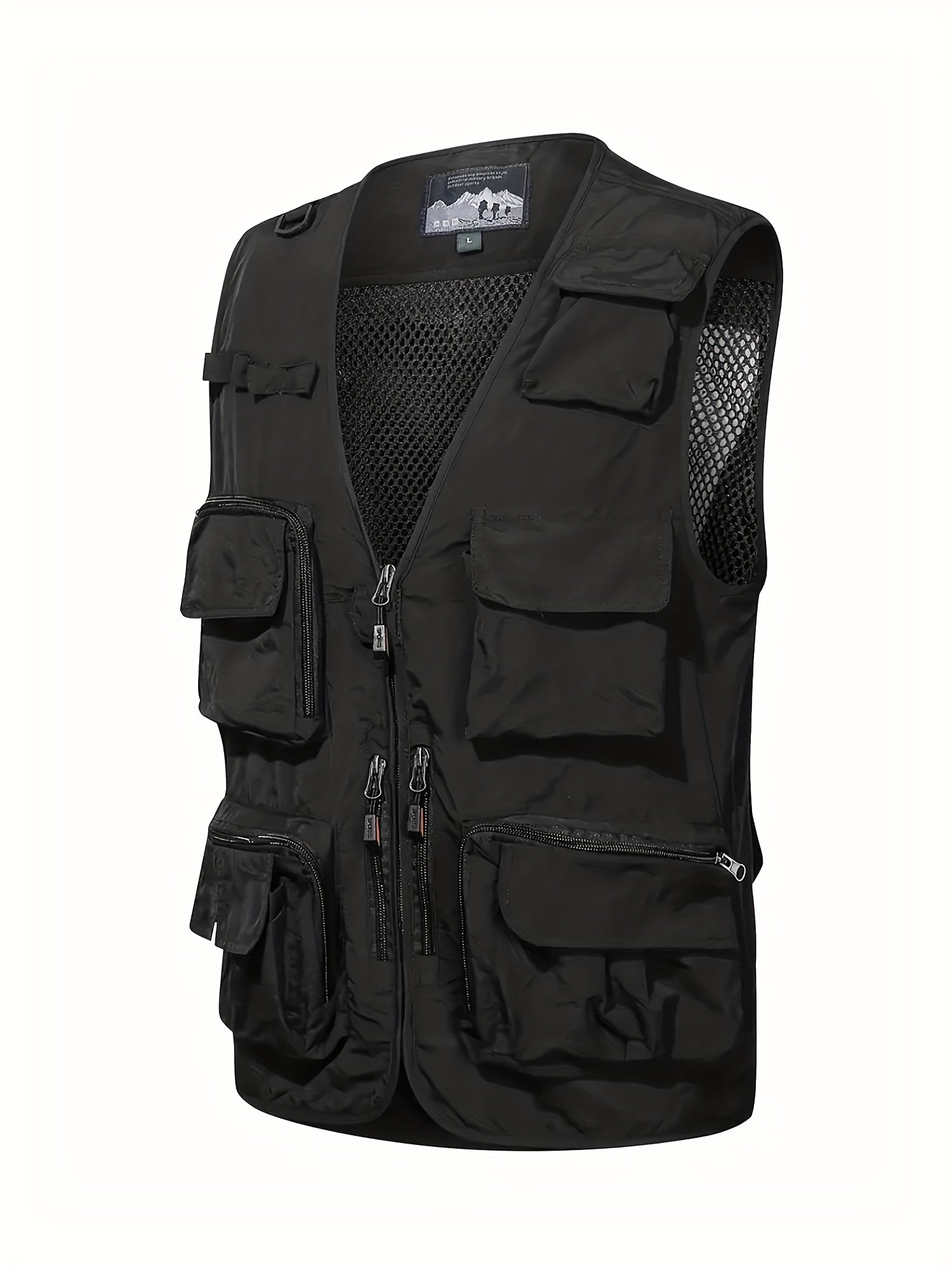 Men's Cargo Vest V Neck Zip Up Outwear