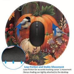 Autumn Pumpkin Mouse Pad Round Non-slip Rubber Mat for Office Computers