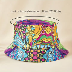 Reversible Cartoon Graffiti Bucket Hat Lightweight