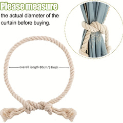 2pcs Cotton Curtain Tiebacks, Farmhouse Style Curtain Rope for Curtains