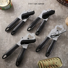3 in 1 Can Opener Kitchen Manual Bottle Opener Stainless Steel Jar Opener