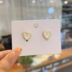 Y2K Style Starry Sky Heart Stud Earrings 18K Plated