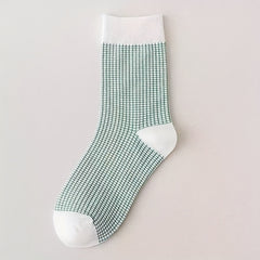5 Pairs Floral & Plaid Print Comfy Mid Tube Socks Women's Stockings