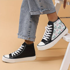 Giraffe Glasses High Top Canvas Shoes - Lightweight & Durable