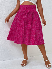  Dot Print High Rise Pleated Skirt