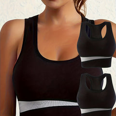 2pcs Racerback Sports Bras Comfy Running Workout Tank Bra