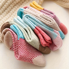 5 Pairs Colorblock Crew Socks Soft Mid Tube Women's Stockings