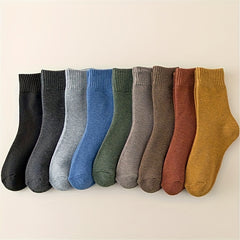 9 Pairs Mixed Ribbed Socks Comfy Warm Mid Tube Women's Stockings