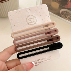 4pcs Brown Frosted Hair Clip Non-slip Side Clip Female Head Accessories