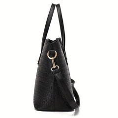 Crocodile Pattern Handbag Set Tote Bag Crossbody Satchel Purse Wristlet Clutch