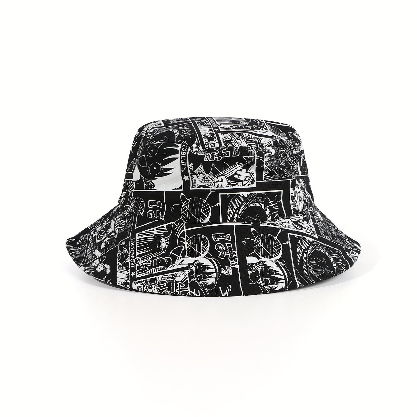 Pattern Graffiti Print Bucket Hat Lightweight Fisherman Cap